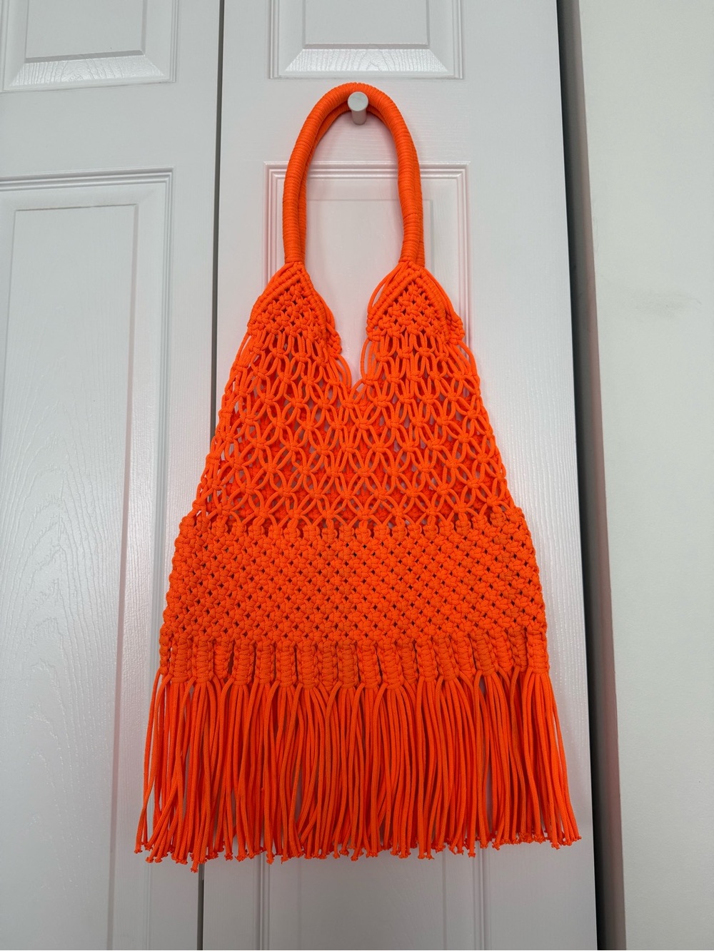 Scoop Neon Orange Shoulder Woven Bag
